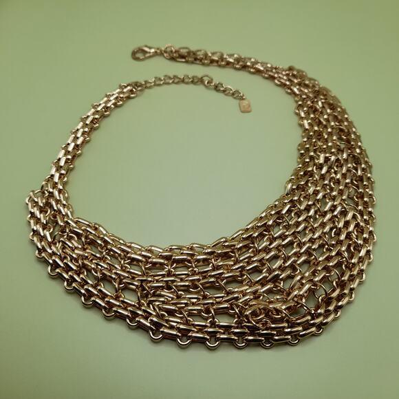 Vintage YOU and I Gold Tone Multi Strand Chain Statement Necklace 21" Collar - Picture 4 of 11